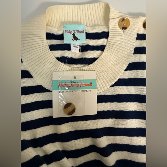 NWT Haley and the Hound Navy and Cream stripe long sleeve sweater dress Large - Picture 10 of 11